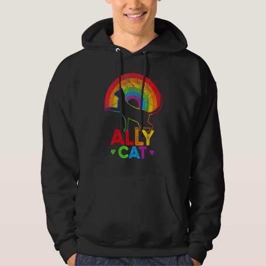 Allycat LGBT Cat With Ally Pride Rainbow Hoodie (Vorderseite)