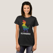 Allysaurus Dinosaur In Rainbow Flag For Ally LGBT T-Shirt (Vorne ganz)