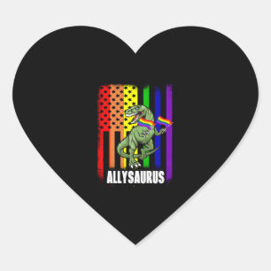 Allysaurus Dinosaurier in Regenbogenflagge für All Herz-Aufkleber