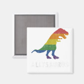 Allysaurus-Dinosaurier in Regenbogenflagge für all Magnet (Vorderseite/Rückseite)