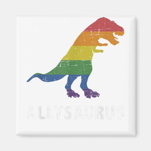 Allysaurus-Dinosaurier in Regenbogenflagge für all Magnet (Vorne)