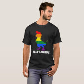 Allysaurus Dinosaurier in Regenbogenflagge für all T-Shirt (Vorne ganz)