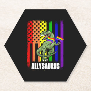 Allysaurus Dinosaurier in Regenbogenflagge für All Untersetzer