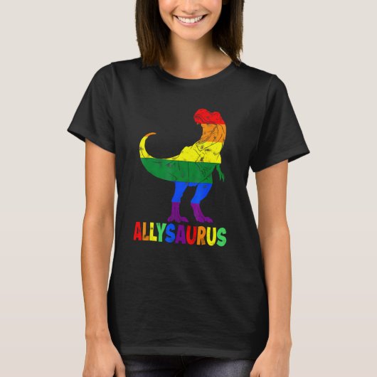 Allysaurus LGB Dinosaur Rainbow Flag Ally LGBT Pr T-Shirt (Vorderseite)