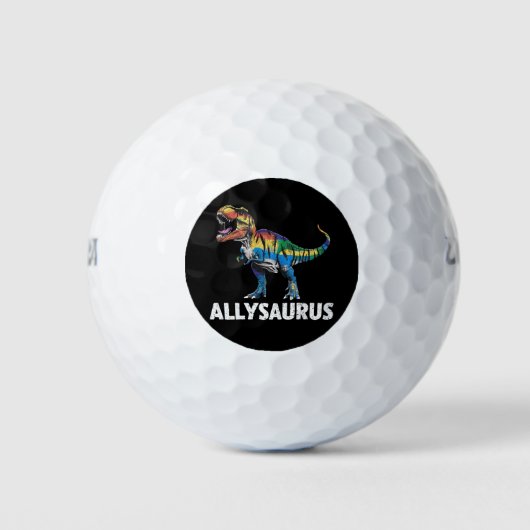 Allysaurus LGBT Dinosaurier Regenbogenflagge Ally  Golfball (Vorderseite)
