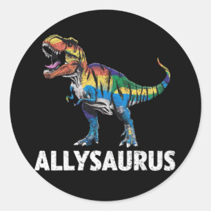 Allysaurus LGBT Dinosaurier Regenbogenflagge Ally  Runder Aufkleber