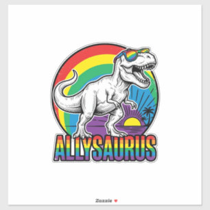 Allysaurus Regenbogen-Dinosaurier Vintage-T-Shirt- Aufkleber