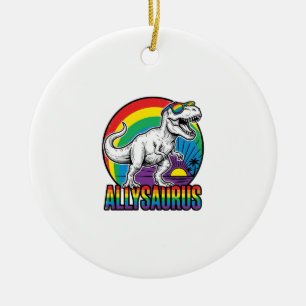 Allysaurus Regenbogen-Dinosaurier Vintage-T-Shirt- Keramik Ornament