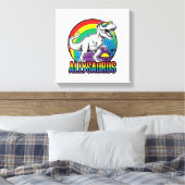 Allysaurus Regenbogen-Dinosaurier Vintage-T-Shirt- Leinwanddruck (Insitu (Schlafzimmer))