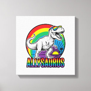 Allysaurus Regenbogen-Dinosaurier Vintage-T-Shirt- Leinwanddruck