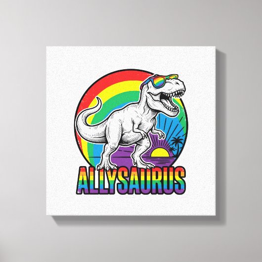 Allysaurus Regenbogen-Dinosaurier Vintage-T-Shirt- Leinwanddruck (Vorderseite)