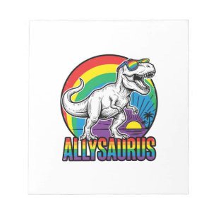 Allysaurus Regenbogen-Dinosaurier Vintage-T-Shirt- Notizblock