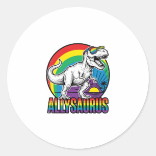 Allysaurus Regenbogen-Dinosaurier Vintage-T-Shirt- Runder Aufkleber