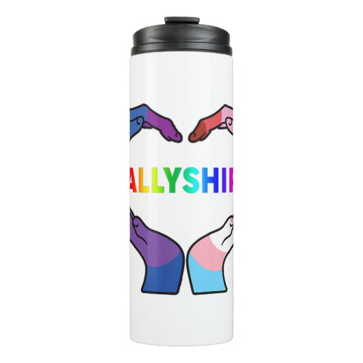 Allyship Heart LGBT Support Protect Kids Rainbow F Thermosbecher (Vorderseite)