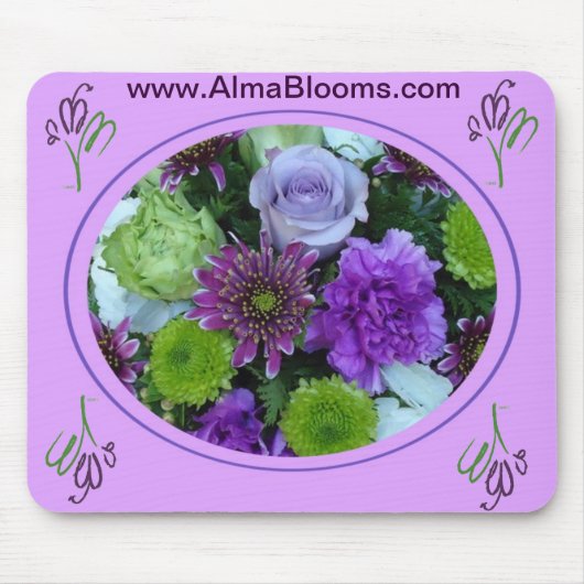 Alma blüht violetter Strauß Mousepad (Vorne)