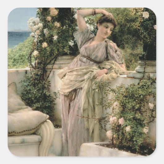Alma-Tadema | 'Du Rose aller Rose, 1885 Quadratischer Aufkleber (Vorderseite)