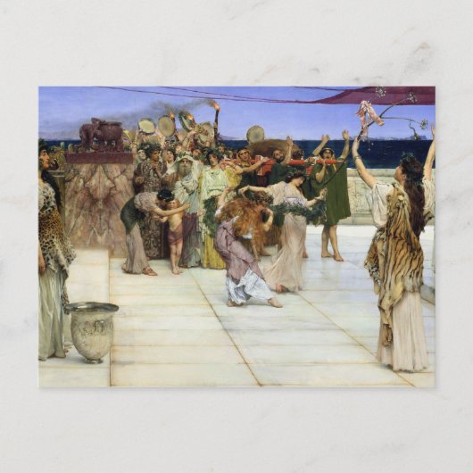 Alma-Tadema |Eine Verpflichtung gegenüber Bacchus Postkarte (Vorderseite)