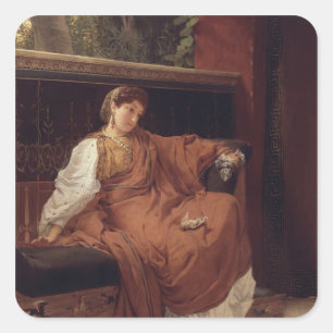 Alma-Tadema Lesbia Weeping over a Sparrow Quadratischer Aufkleber