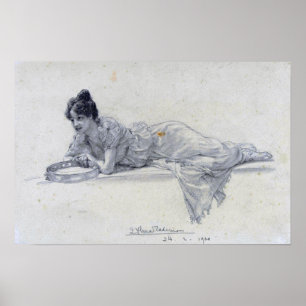 Alma-Tadema - Liegende Frau mit Tambourin 1901 Poster