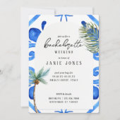 Almafi Vibes Blue Tile Junggeselinnen-Abschied Wee Einladung (Vorderseite)