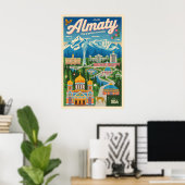 Almaty Kasachstan Retro-Reiseposter-Kunst Poster (Heimbüro)