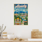 Almaty Kasachstan Retro-Reiseposter-Kunst Poster (Küche)