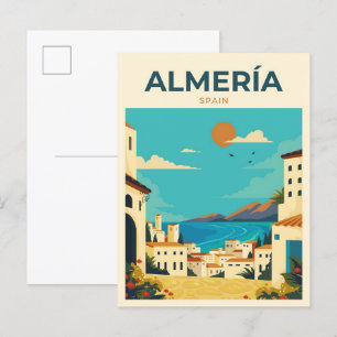 Almeria Spanien Vintag Illustration Travel Postkarte