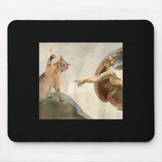 Almighty Slap Funny Cat Gottes Schöpfung von Adam  Mousepad (Vorne)