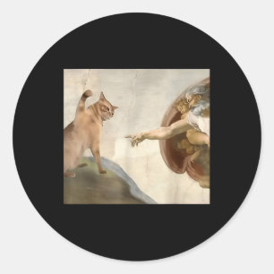 Almighty Slap Funny Cat Gottes Schöpfung von Adam  Runder Aufkleber