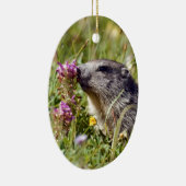 Almmarmot bei Blume Keramik Ornament (Rechts)