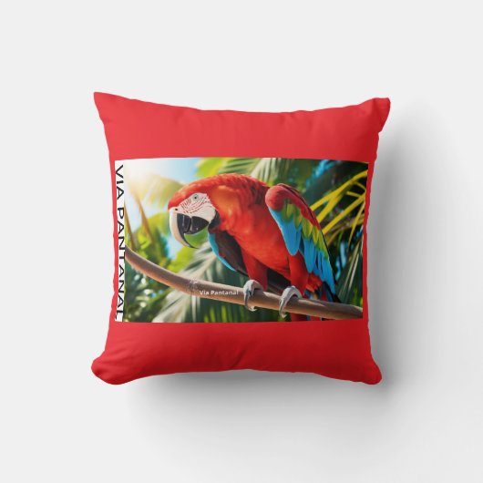 Almofada 40,6 cm x 40,6 cm Arara Vermelha Kissen (Vorderseite)
