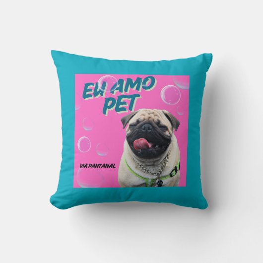 Almofada 40,6 cm x 40,6 cm Pet Azul Claro Kissen (Vorderseite)