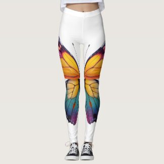 Almofada com um desenho de uma Borboleta colorida. Leggings