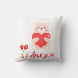 almofada estampada urso com coração romântico kissen