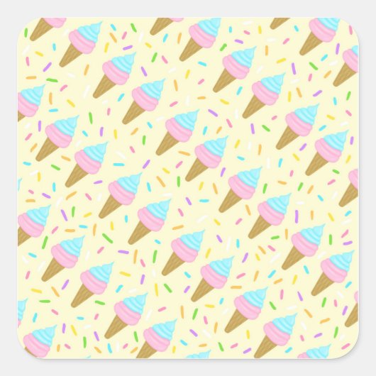Almofada fofa com estampa contínua de sorvetes quadratischer aufkleber (Vorderseite)