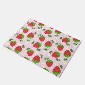 Almofada fofa design contínuo morangos fundo rosa fußmatte (Schrägansicht)