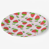 Almofada fofa design contínuo morangos fundo rosa pappteller (Schrägansicht)