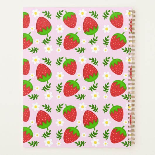 Almofada fofa design contínuo morangos fundo rosa planer (Rückseite)