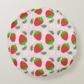 Almofada fofa design contínuo morangos fundo rosa rundes kissen (Rückseite)