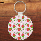Almofada fofa design contínuo morangos fundo rosa schlüsselanhänger (Rückseite)