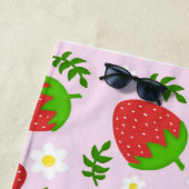 Almofada fofa design contínuo morangos fundo rosa strandtuch (Beispiel)