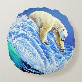 Almofada Image: Polar bear in the sea. Rundes Kissen