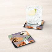 Almofada noite de halloween abóboras e fantasmas getränkeuntersetzer (Rechte Seite)