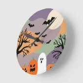 Almofada noite de halloween abóboras e fantasmas runde wanduhr (Winkel)