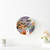 Almofada noite de halloween abóboras e fantasmas runde wanduhr (Zuhause)