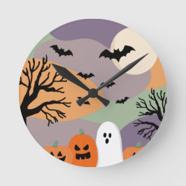 Almofada noite de halloween abóboras e fantasmas runde wanduhr