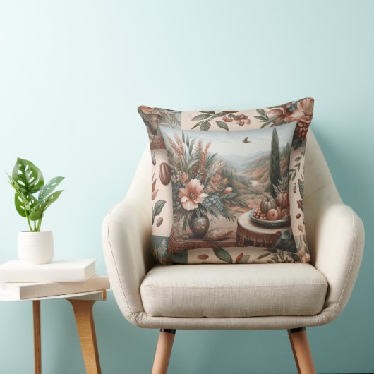 almofada quadrada estampada com flores adelfa kissen (Stuhl )