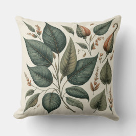 almofada quadrada estampada com folhas  kissen