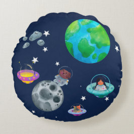 Almofada Space theme for children's room. Rundes Kissen