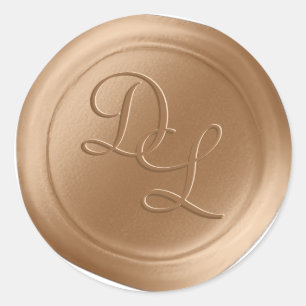 Almond Beige 2 Letter Monogram Wax Siegel Stickers